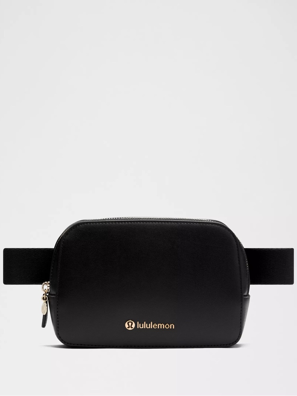 Lululemon Black Leather Belt Bag with Gold Logo